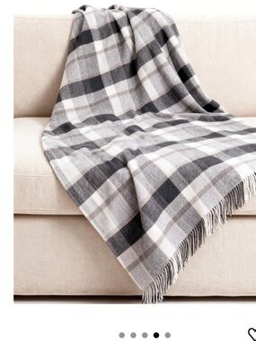 SKNSOFT Wool Throw Blanket Plaid Blankets 83" X 55"